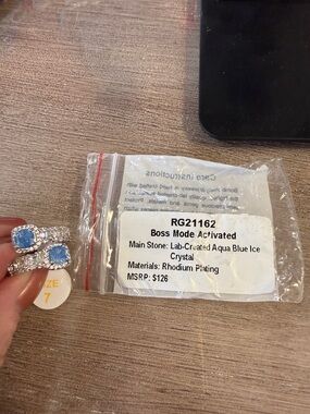 Boss Mode Activated Aqua Blue Ice Crystal Ring - Size 7